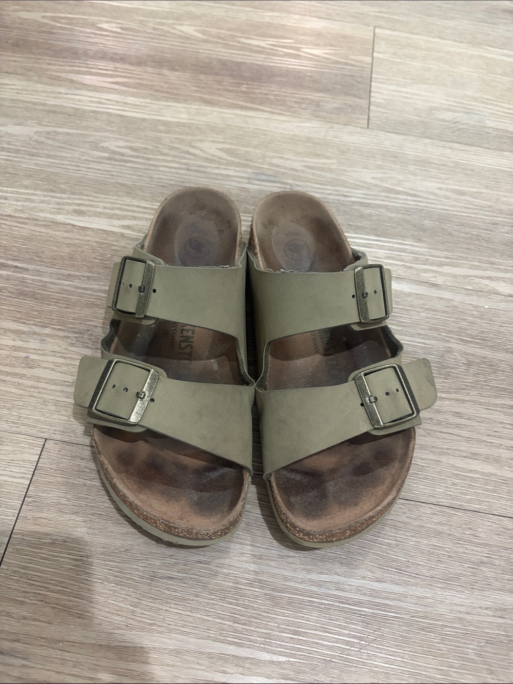 Birkenstock Olive Green Double Strap Buckle Sandals